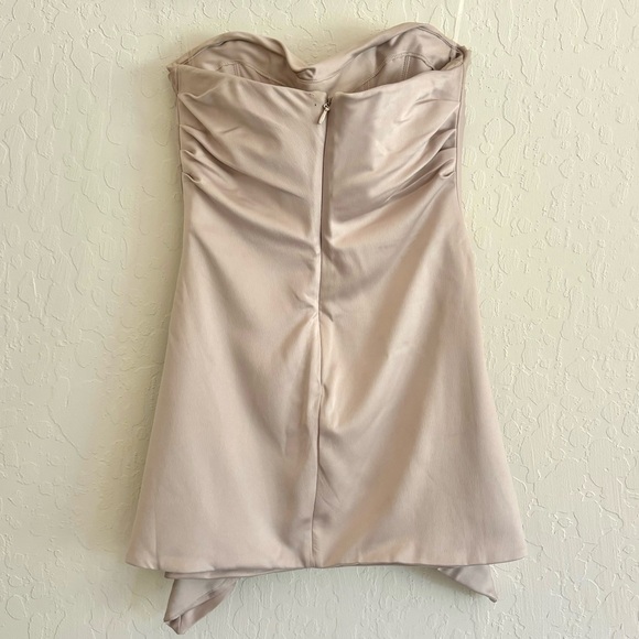 House of Cb Jasmine Strapless Satin Mini Dress in Oyster Champagne - Picture 4 of 15